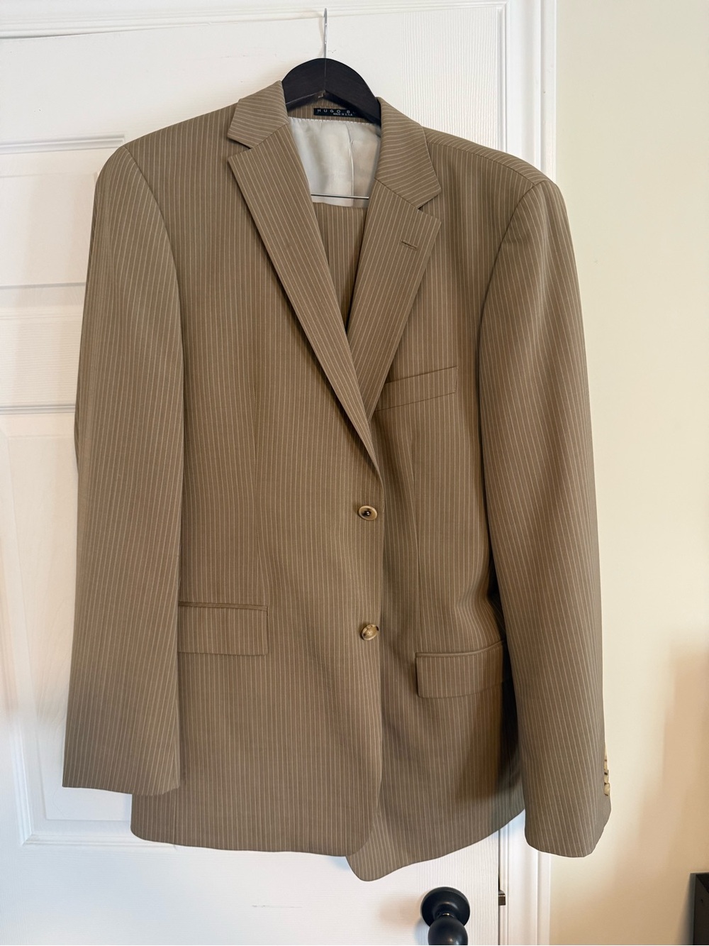 Hugo Boss Tan Pinstripe Two-Button Suit Jacket & Pants